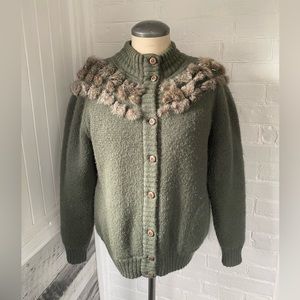 Vintage lined sweater from Italy. Rabbit fur detail.